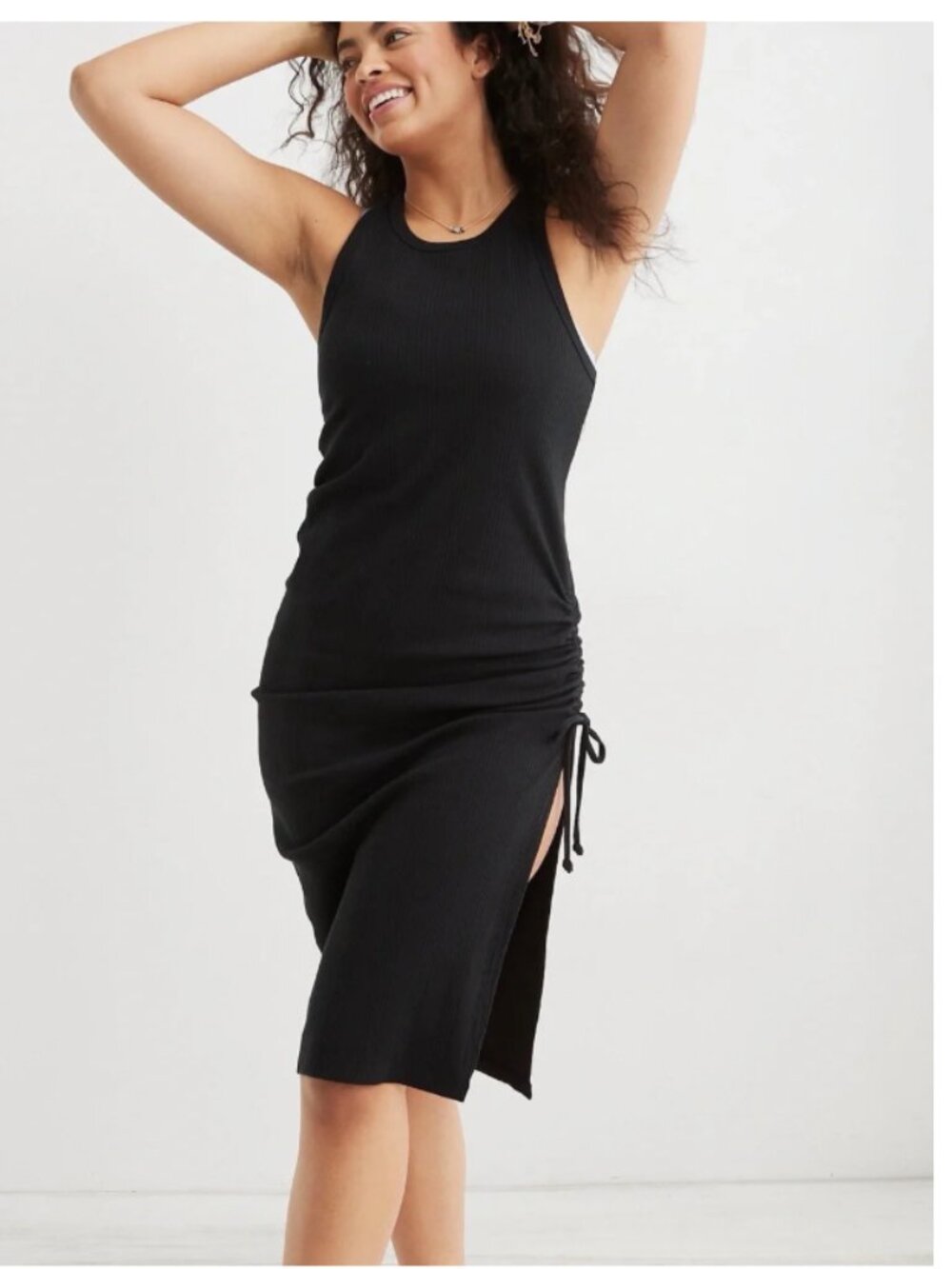 Arie Sleeveless Black Ribbed Midi Dress size XL